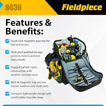 Fieldpiece BG36 Inspection Tool Bag for HVAC Technicians