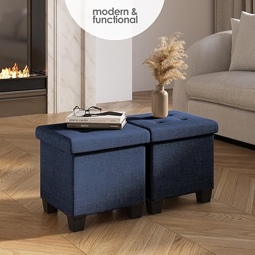 Miniatura 290 de Otomana plegable para dormitorio o sala de estar, con contenedores de almacenamiento, reposapiés para el extremo de la cama, soporta hasta 660 lb,