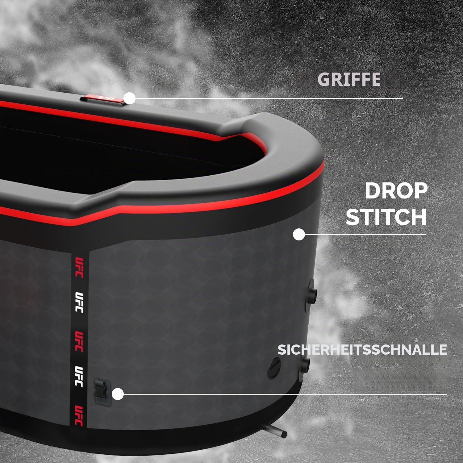 N NETSPA Pack Chiller 3 – 40 °C 5 kW Ice Bath UFC (SP-UFC301-CK5) – Kaltbad ICEBATH UFC Dropstitch mit Motor: Innovation im Dienste der Erholung – 170 x 67 x 92 cm – 1 Person – 320 l