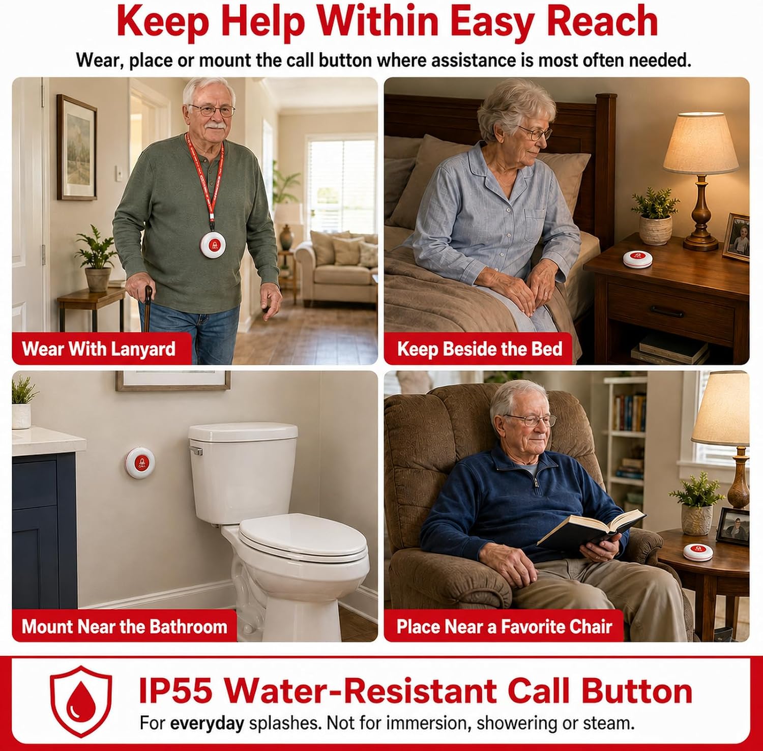 CallToU Portable Caregiver Pager Wireless Call Button for Elderly at Home image 5