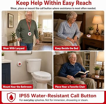 CallToU Portable Caregiver Pager Wireless Call Button for Elderly at Home