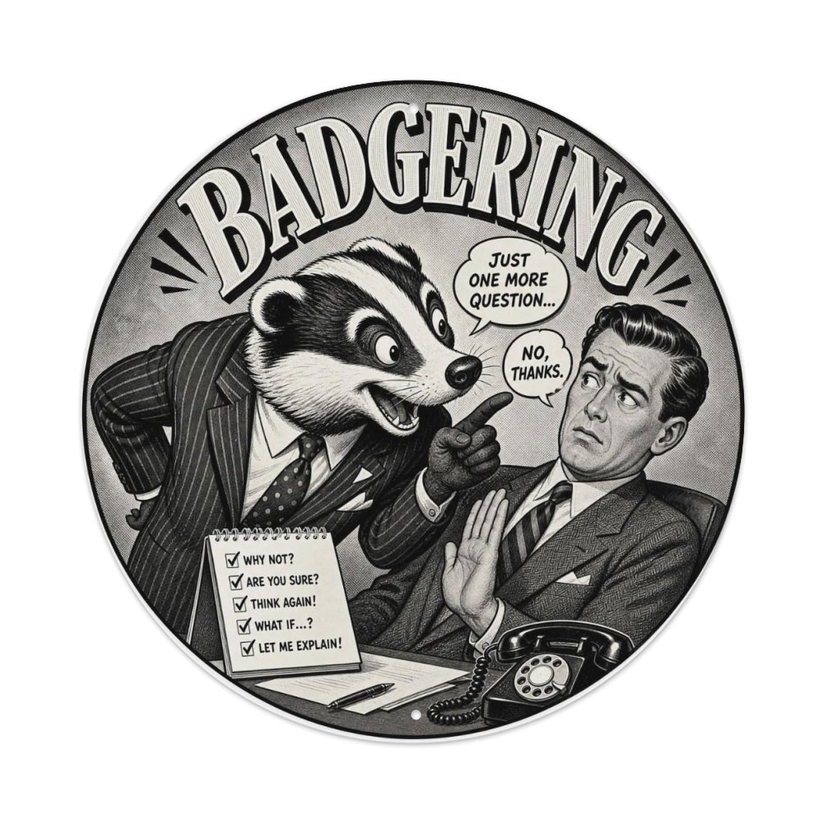 Classic Badger Woodland Wildlife Badgering Vintage Metal Tin Sign