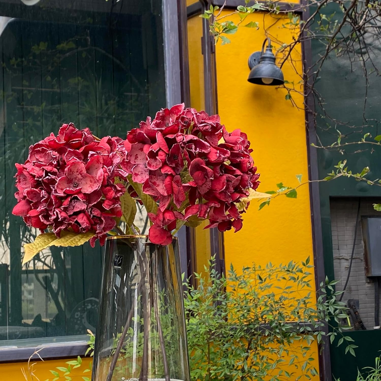 TOPIA Silk Fall Artificial Silk Dried Hydrangea Flowers Artificial Fall Flowers Bouquet Dried Flowers Autumn Decorations for Office and Home (6 PCS) (Mulberry) - Image 4