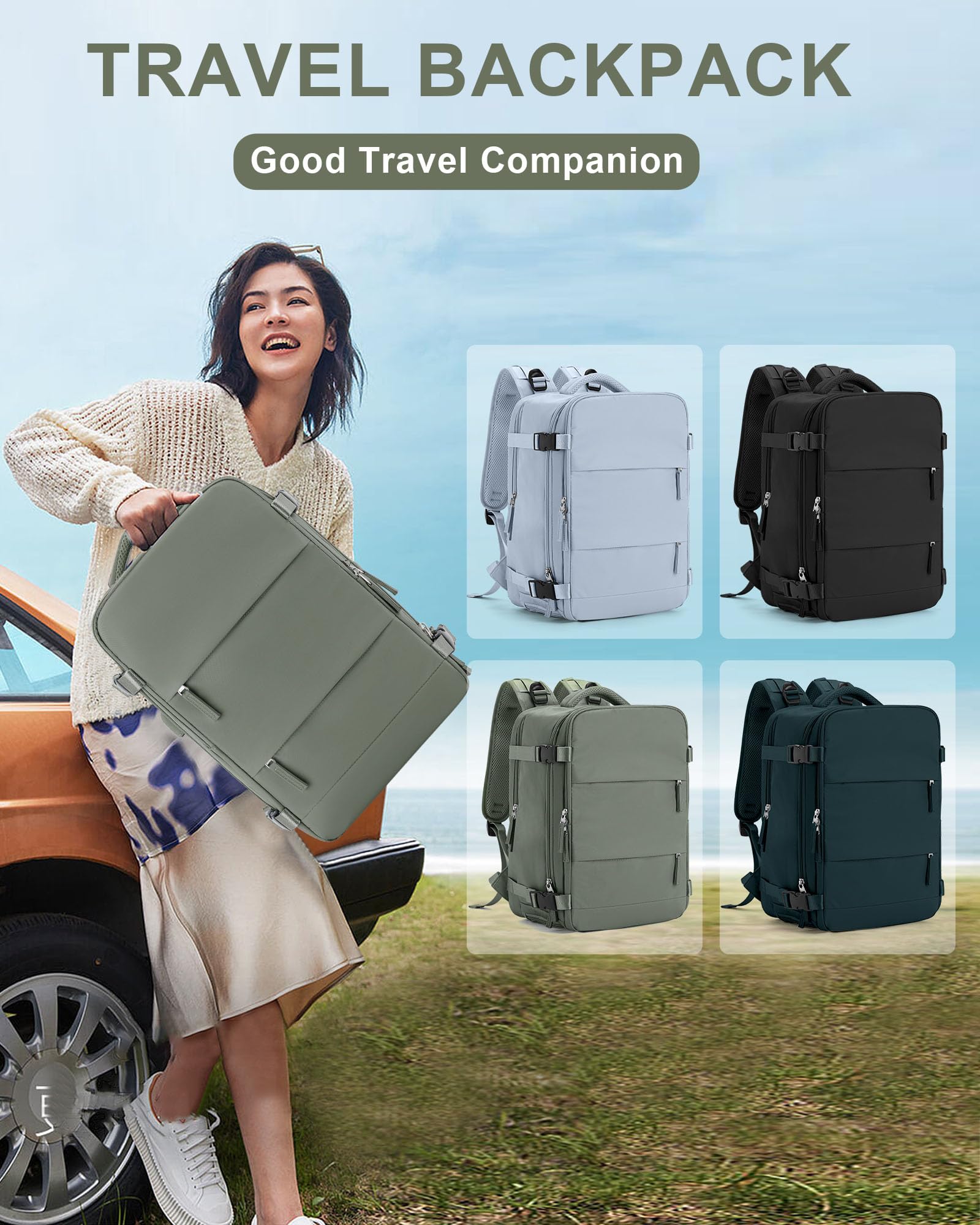 BJLFS Borse da Cabina per Ryanair 40x20x25 Bagaglio a Mano Zaino da viaggio aere,Zaino Easyjet 45x36x20,Zaino Casual per laptop da 14 pollici per scuola