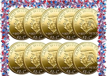 10 Pack President Coin 2025 Coin Collectors - 45-47 President Coin - Protective Case Included, Commemorative Coins, Gold Plated Coin, Collectible GiftGold