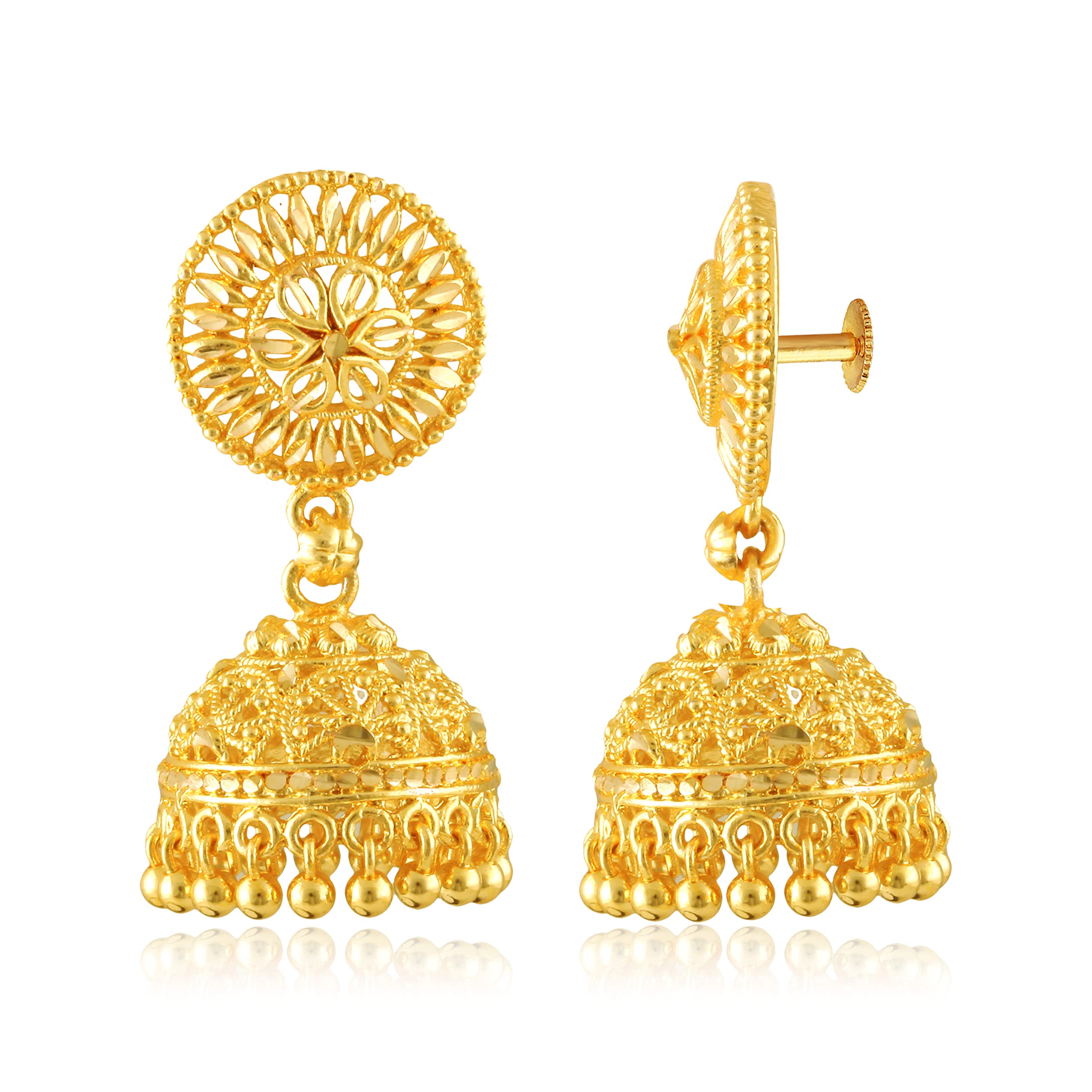 MEENAZ Jhumki Jhumka Earrings for Women Girls Traditional Temple 1 One Gram Gold Brass Copper South Indian Screw Back Meenakari Ear Chains Hair Peacock Jhumkas Combo Wedding chain -GOLD JHUMKI-M261 (B09ZB3XF63) Amazon Price History, Amazon Price Tracker