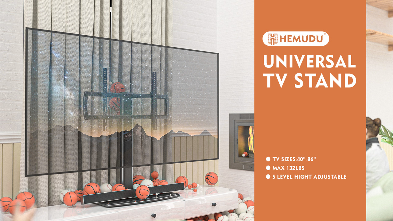 Support TV Universel 40-86" Réglable Hauteur - Base Verre Trempé 66kg Capacité