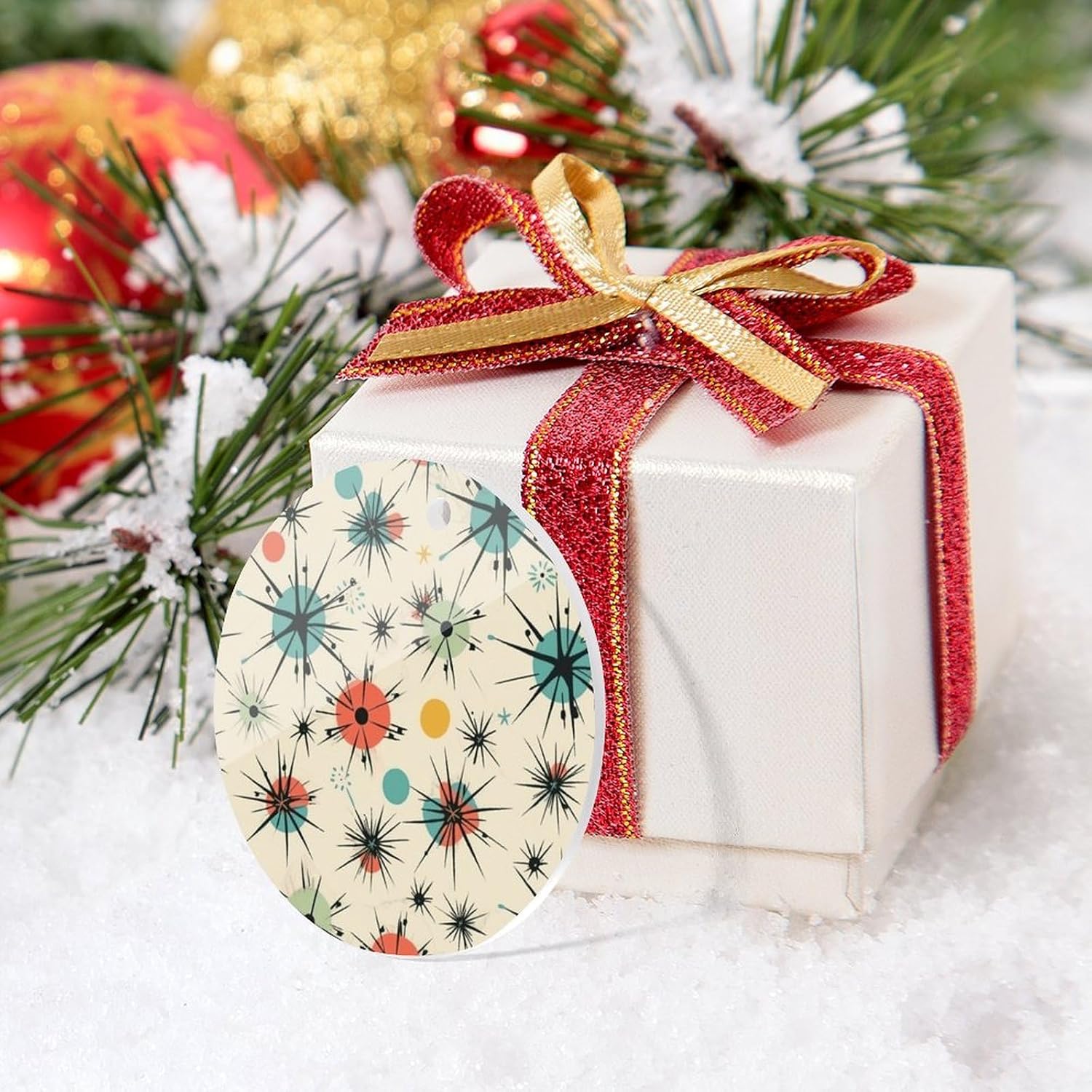 Atomic Stars Retro Pattern Christmas Ornaments - Farmhouse Xmas Hanging Ornaments for Christmas Tree Decorations, Pendant Decor and Gift Party Tags image 5