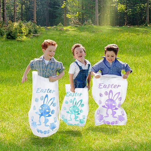 Miniatura 7 de Juegos de fiesta de Pascua para 4 jugadores al aire libre para niños y familia, bolsas de salto de carreras de sacos de patatas, bandas de carreras