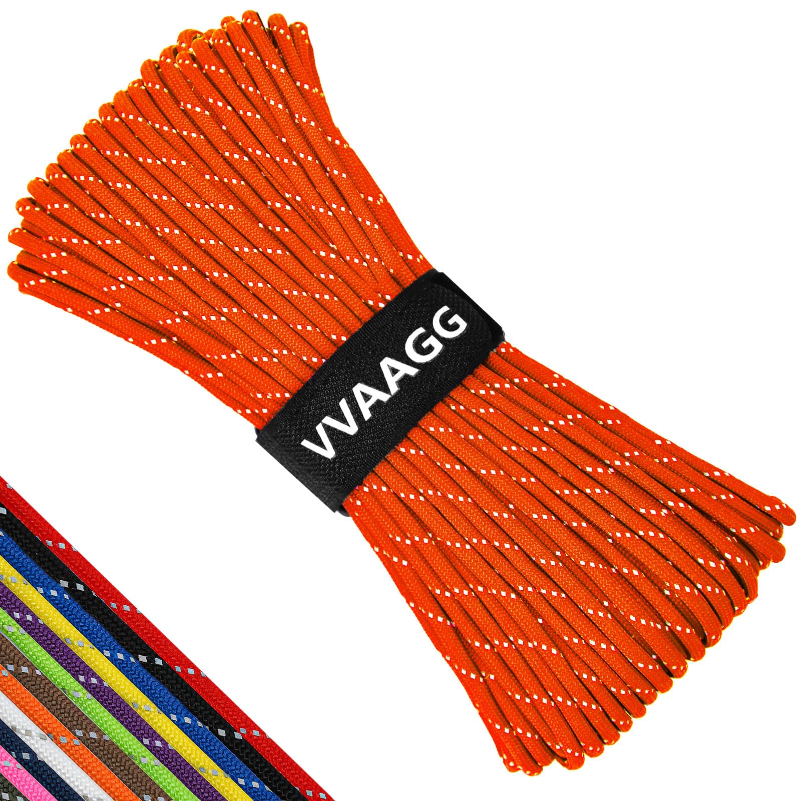 VVAAGG Reflective Paracord Rope 100FT, 7 Strand Nylon para Cord Lanyard Utility 550 Parachute Cord, 4mm Thin Tent Rope for Outdoor Camping Hiking