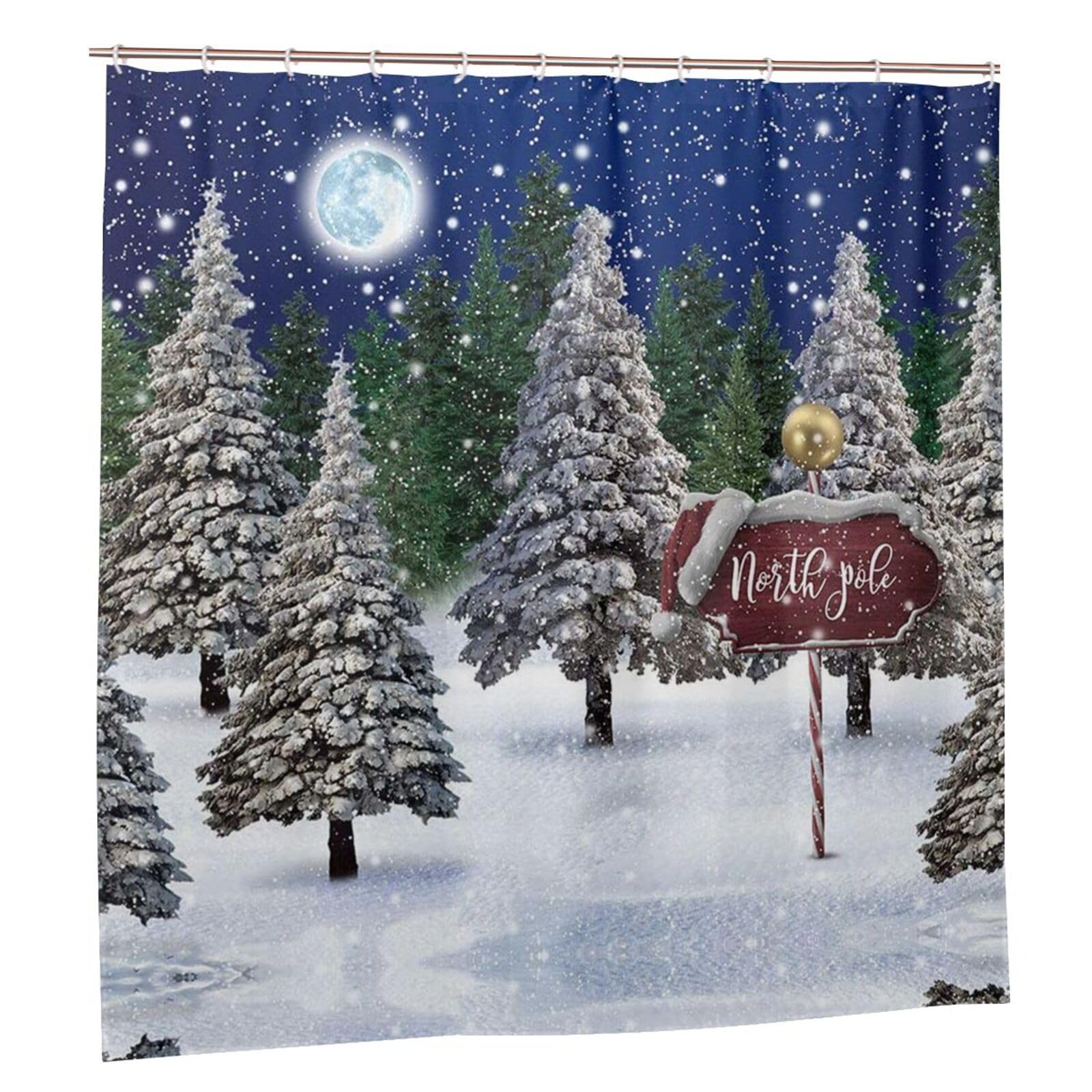 Rideau de douche imperméable nuit d'hiver 183x183 cm pour salle de bain