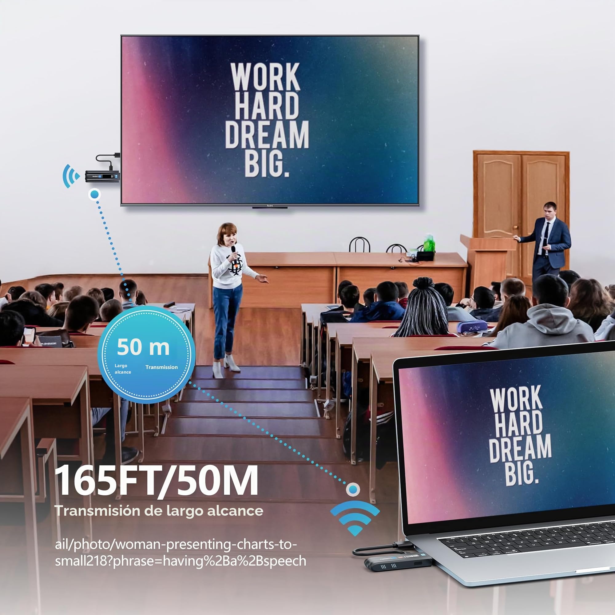 2026 Transmisor y Receptor HDMI Inalámbrico 5G con Pantalla LED Inteligente - Extensor 1080P 60 Hz, Rango de 165 Pies /50 M, Compatible con PC Portátil, Videocámara, TV Box, TV, Monitor y Proyector