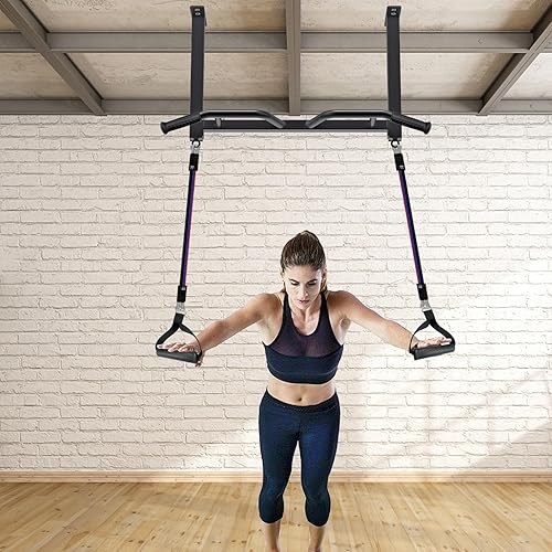 Miniatura 4 de Kipika 32" Ceiling Mounted Pull Up Bar - Heavy Duty, Highly Adjustable, Multifunctional Chin Up Bar - Home Gym System with Punching Bag Hanger and