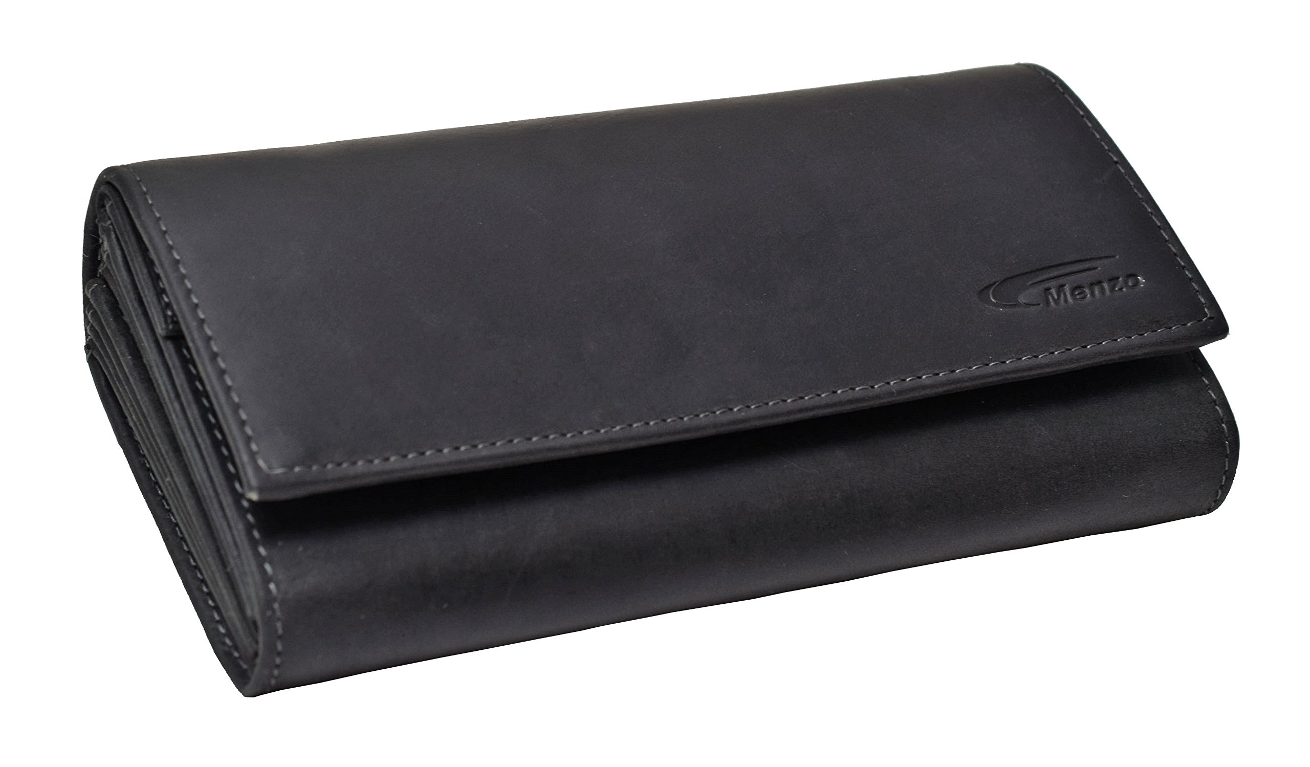 Menzo Kellnerbörse aus echten Leder, Kellnergeldtasche, Kellnerbeutel (schwarz)