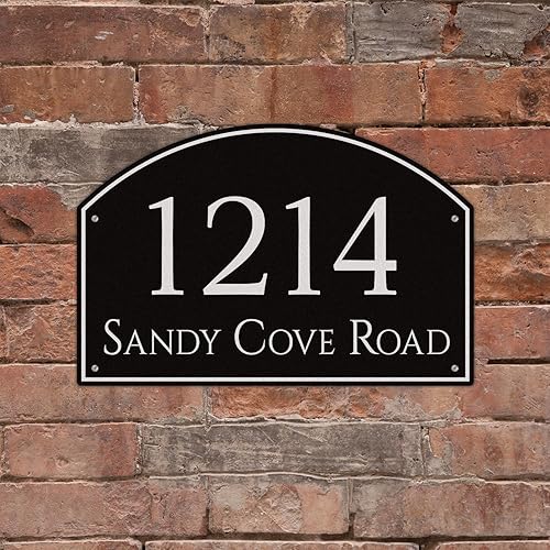 Miniatura 2 de Letrero de Dirección de Casa con Arco de Metal, Placa de Dirección para Exteriores, Letrero Personalizado de Nombre de Calle y Número de Casa, con