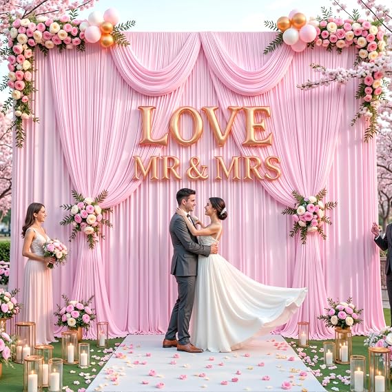 10x15ft Pink Backdrop Curtains for Baby Shower Parties Wrinkle Free Fabric Backdrop Curtain Wedding Photo Drapes Backdrop for Girls Birthday Party Gender Reveal Photography Back Drop 2 Panels 5x15FT