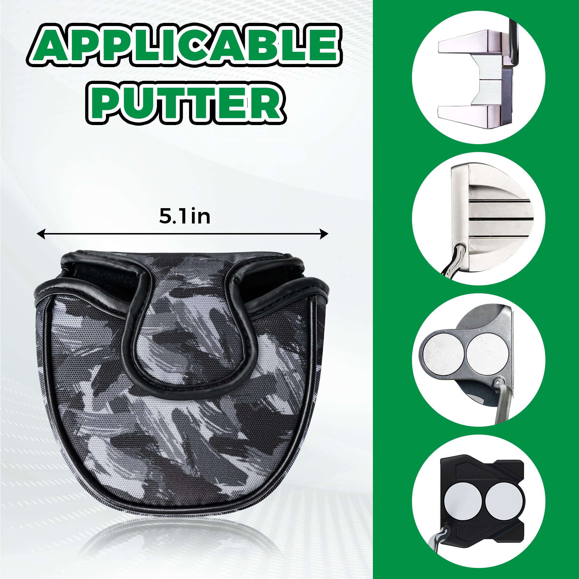 VIXYN Cubierta para putter de mazo, Cubierta para putter, Cubierta para Cabeza de putter de mazo, Fundas Protectoras para Palos de Golf para Que coincida con la Cubierta del Conductor
