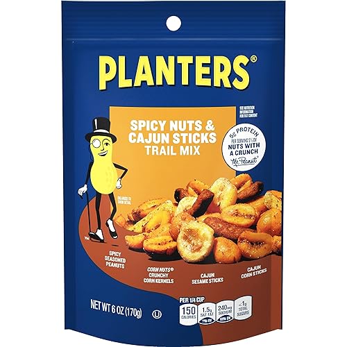 Planters Mezcla de frutos secos y palitos de cajún picante bolsas de 6 onzas paquete de 12