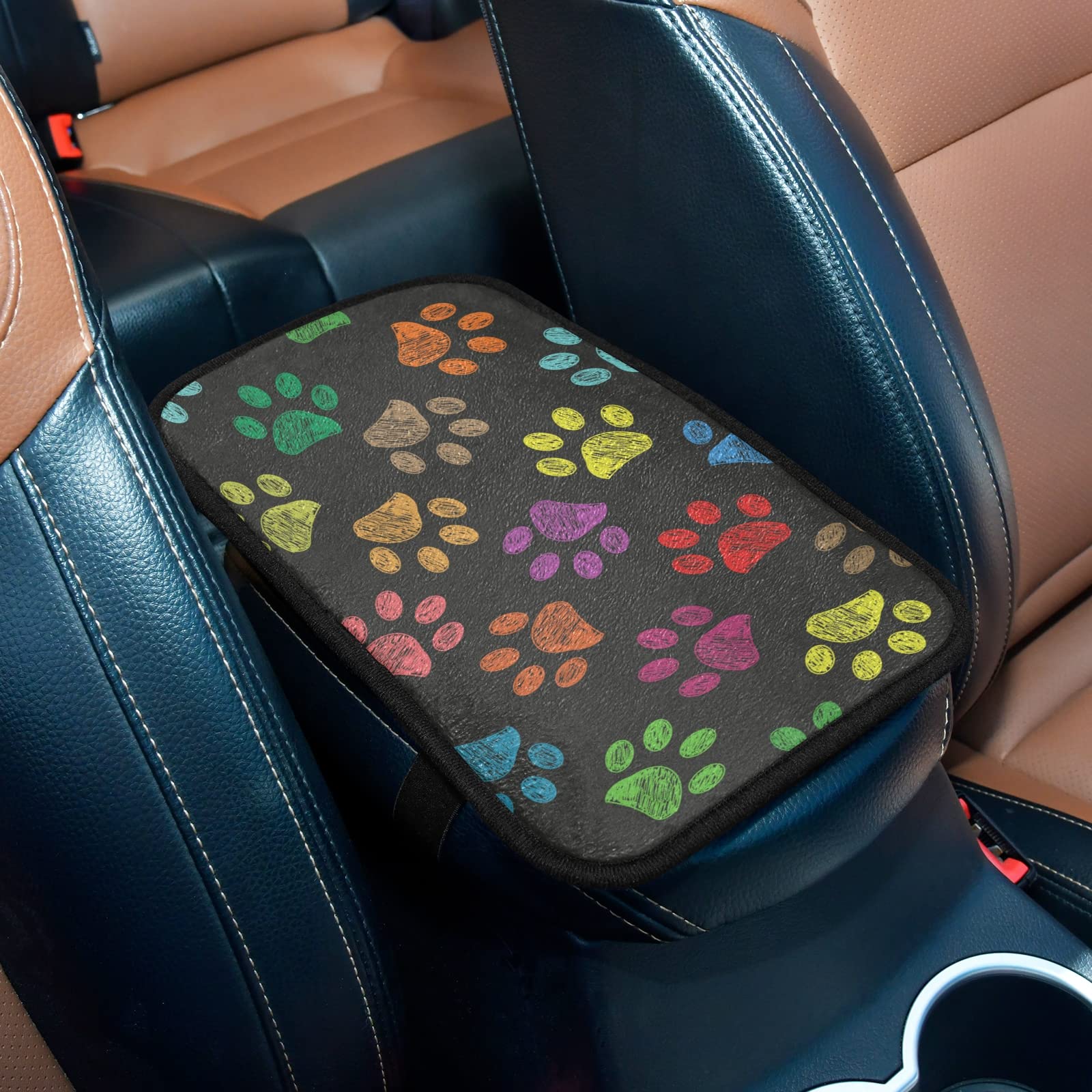 Photo 1 of MAUPIVAE Colorful Dog Foot Print Auto Center Console Cover