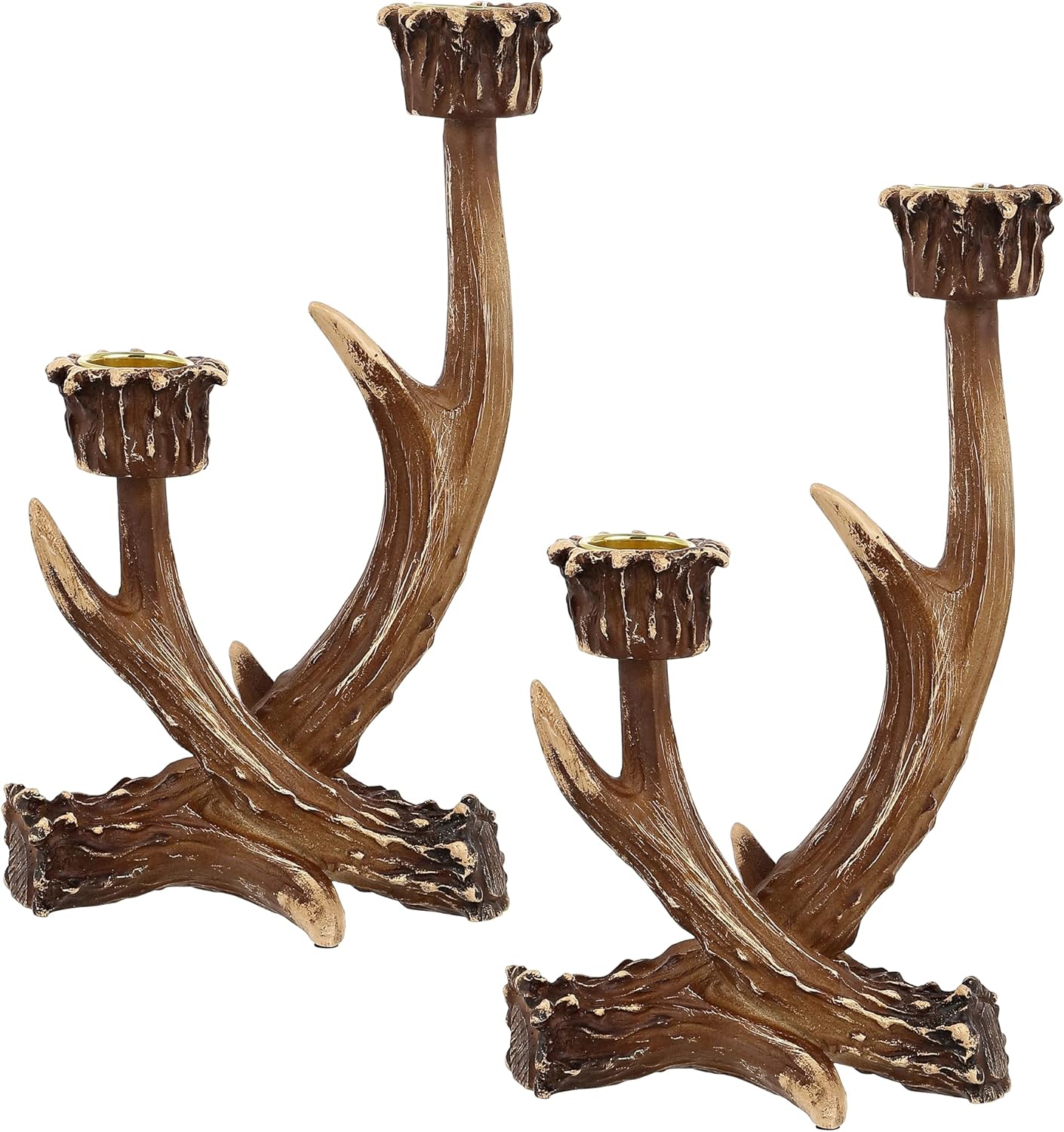 Deer Antler Candle Holders, Rustic Candlestick Holders Farmhouse Decor Style for Wedding Centerpieces, Living Room, Bathroom, Dining Room(2 PCS)