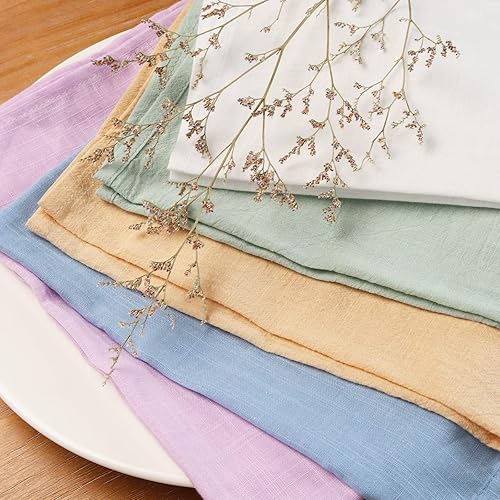 Miniatura 8 de Servilletas de tela de 20 x 20 pulgadas, 100% algodón, ligeras, con bordes con dobladillo, juego de 4 servilletas lavables ideales para bodas,