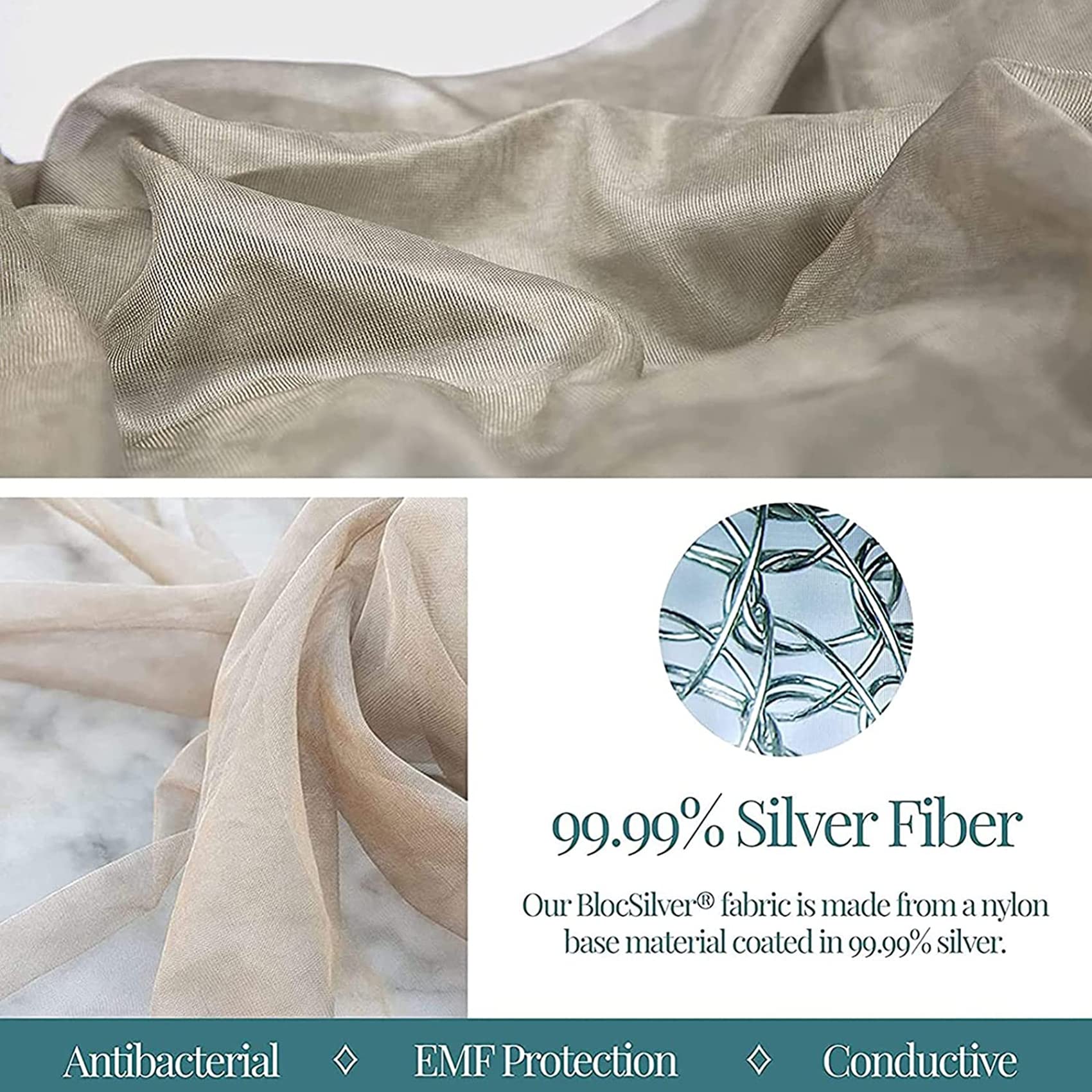 Mosquitera Anti-radiación, 100% de Fibra de Plata 5G EMF/RF Blindaje de Dosel, blindaje máximo 99.99% Red de Cama