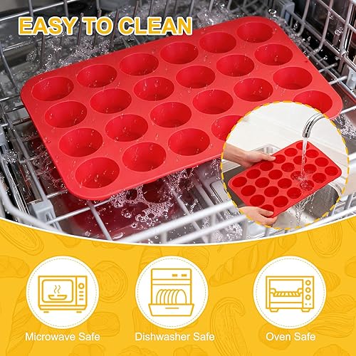 Miniatura 3 de Molde de silicona antiadherente para magdalenas, 24 tazas, ideal para hacer pasteles de magdalenas, pan, galletas, tarta - Forros para magdalenas