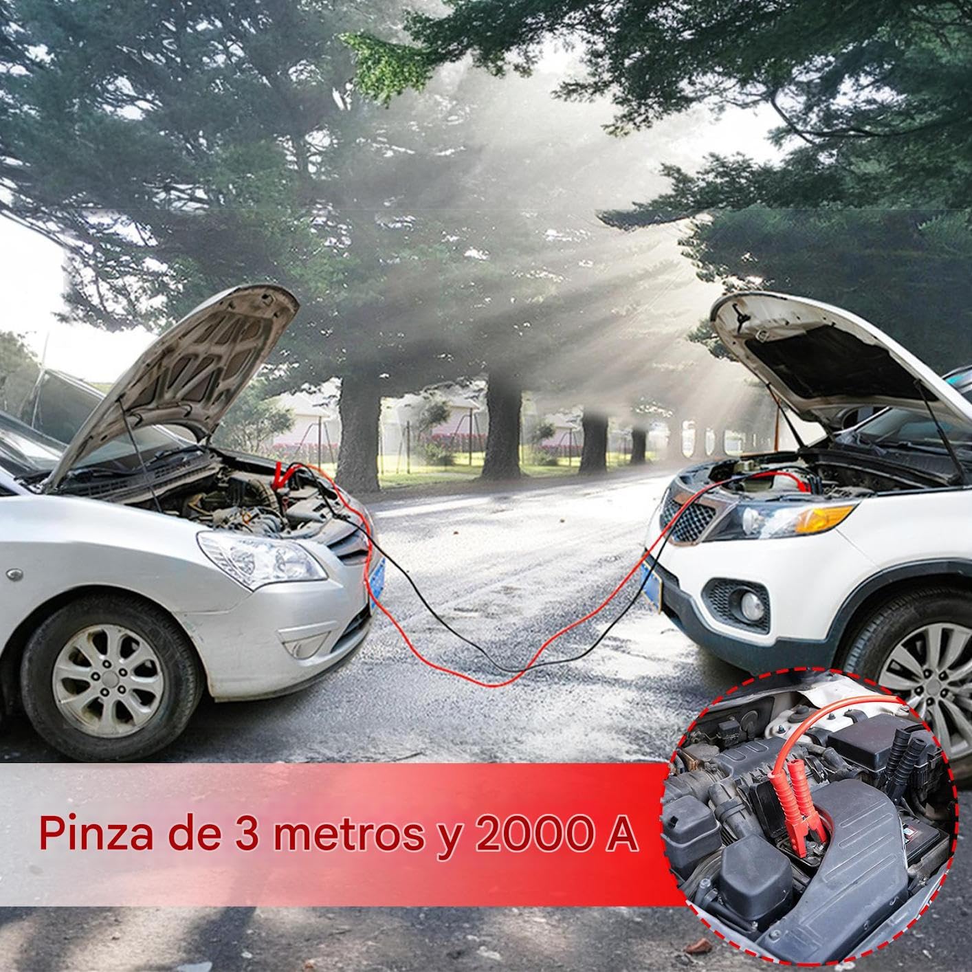 Genérico Cables de Arranque 2000A 3 Metros/4 Metros Portátil Rápido | Cables De Arranque Para Batería De Coche para motocicleta, ATV, , cortacésped, remolque, carrito de golf, bicicleta