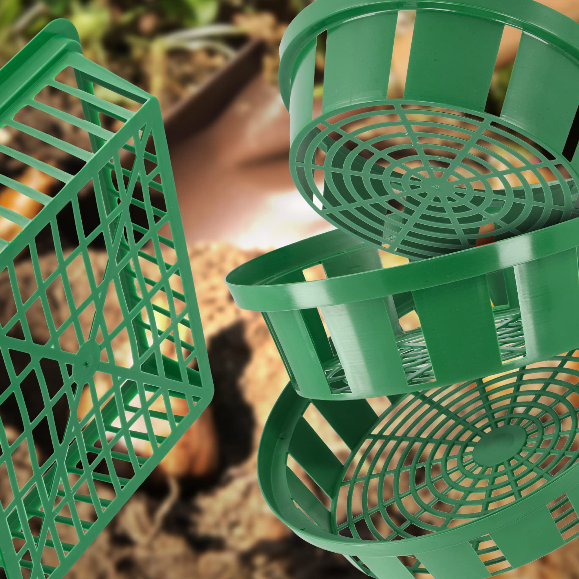 KADAX Cesta de Cultivo para cebollas de Flores, Cesta de Cultivo de plástico, Cuenco de Cultivo para Plantas Vegetales, Cesta de cebollos, Cesta en 2 Formas para (28 x 26 cm, Juego de 10 Unidades)