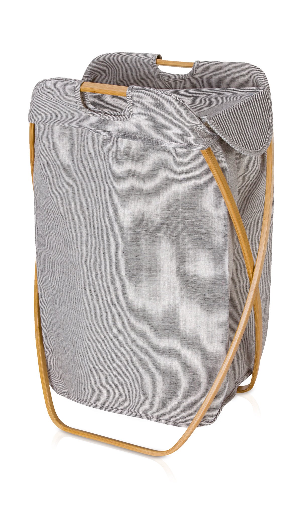 Möve Bamboo foldable laundry basket 39 x 46 x 66 cm made of bamboo with canvas, grey