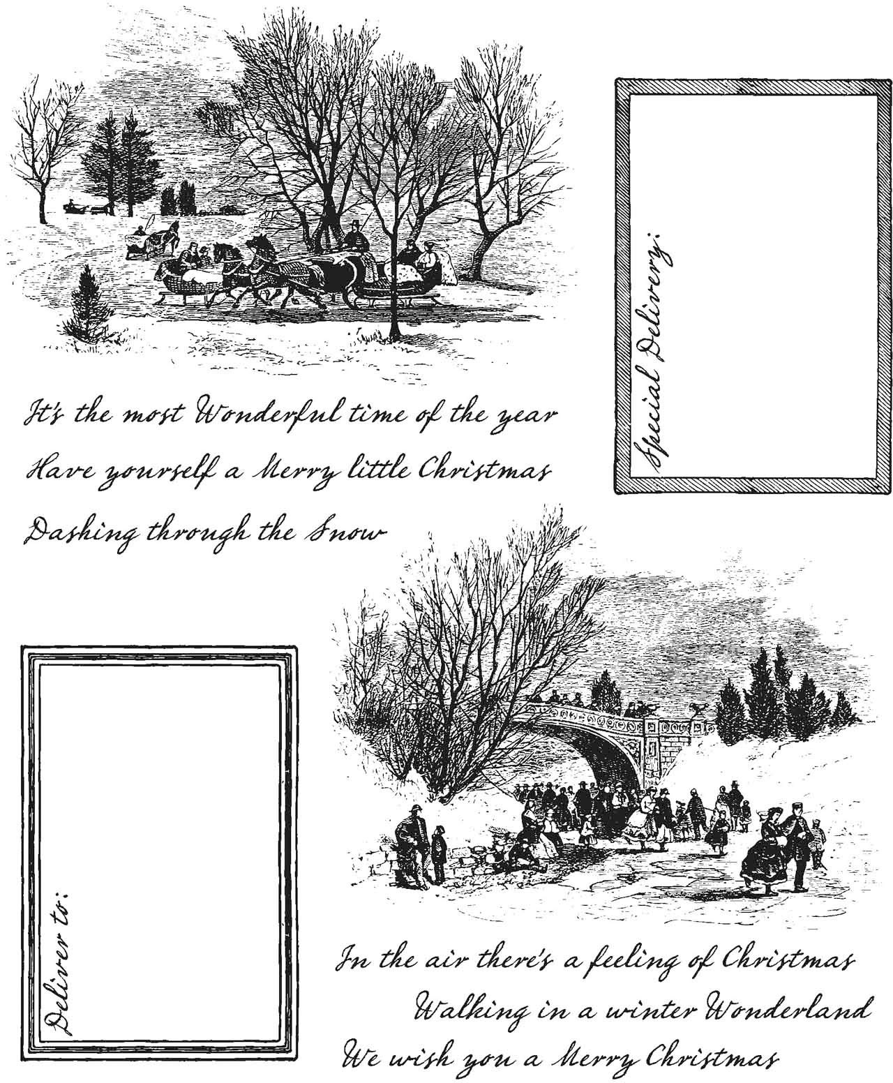 Tim Holtz Cling Stamps 7"X8.5"-Scenic Holiday