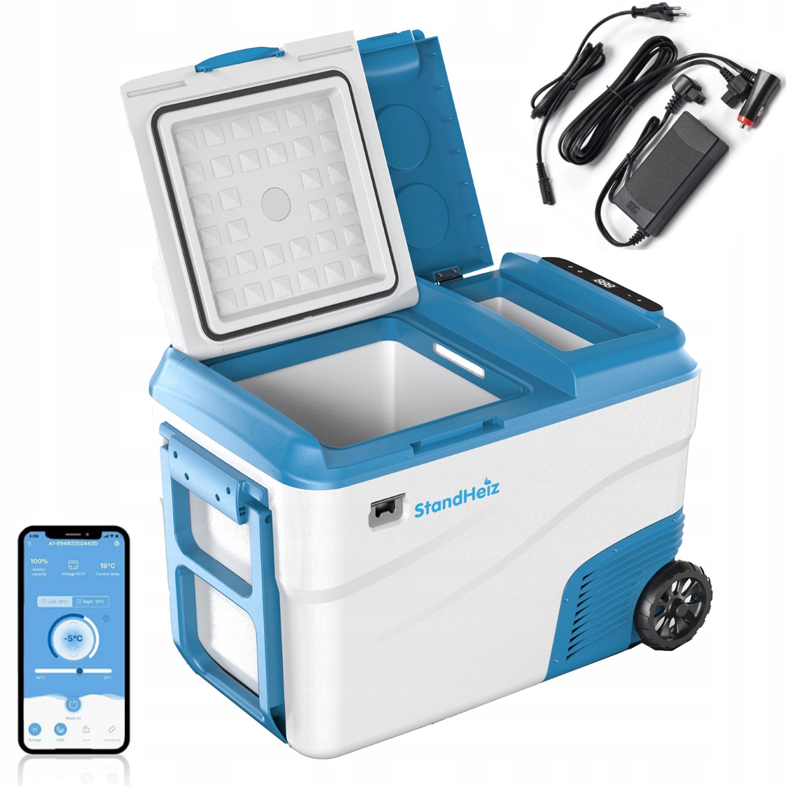 Kompressor Kühlbox 35L Camping Kompressor Kühlschrank 12V zwei Kammern Ideale Lösung für Wohnwagen und Personenkraftwagen, Wohnmobile, PKW LKW mit Gefrierschrank bis -20°C, angetrieben 12V, 24V, 230V