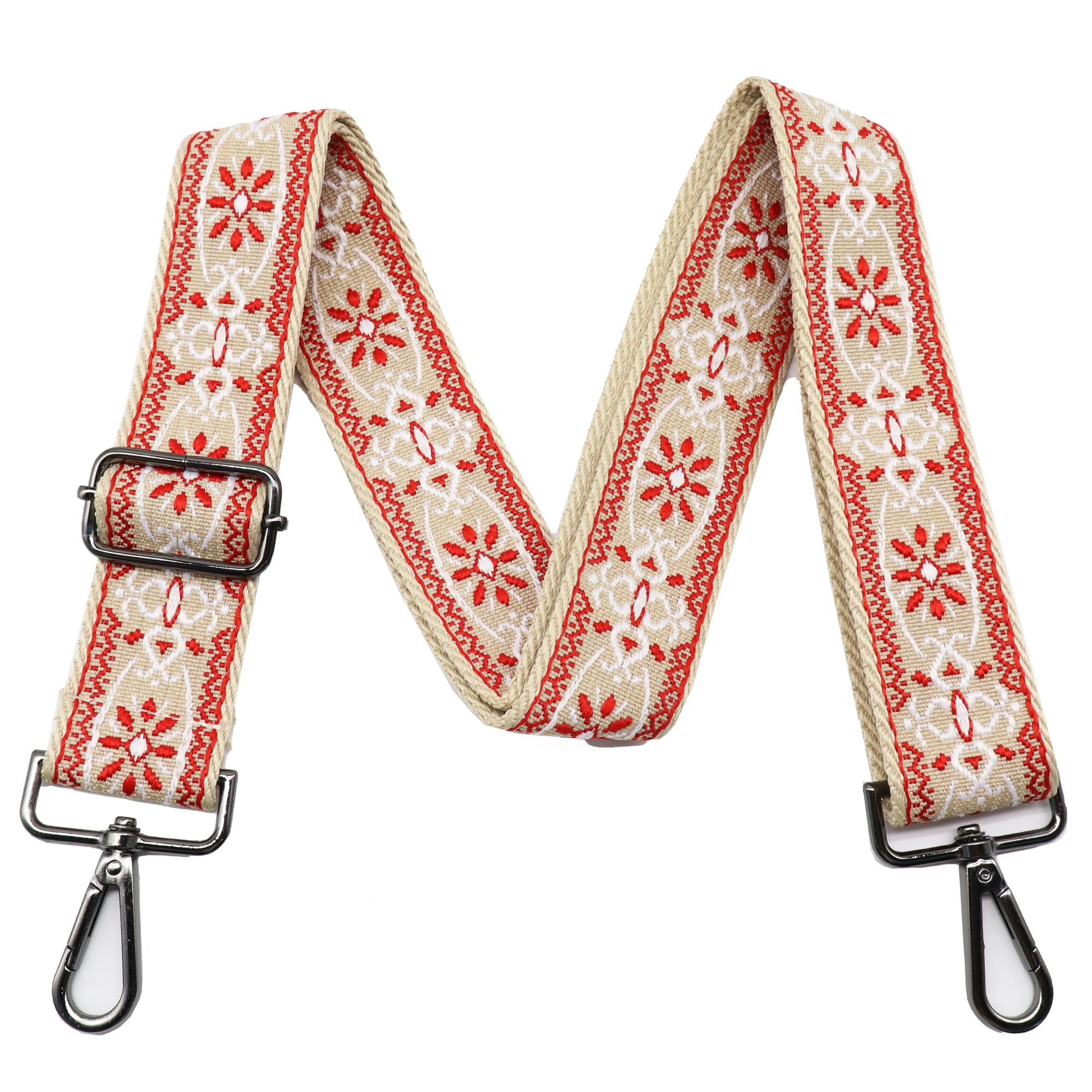 LEMEDE Purse Strap Adjustable Replacement Crossbody Bag Strap Retro Jacquard Embroidery Shoulder Straps for Canvas Bag