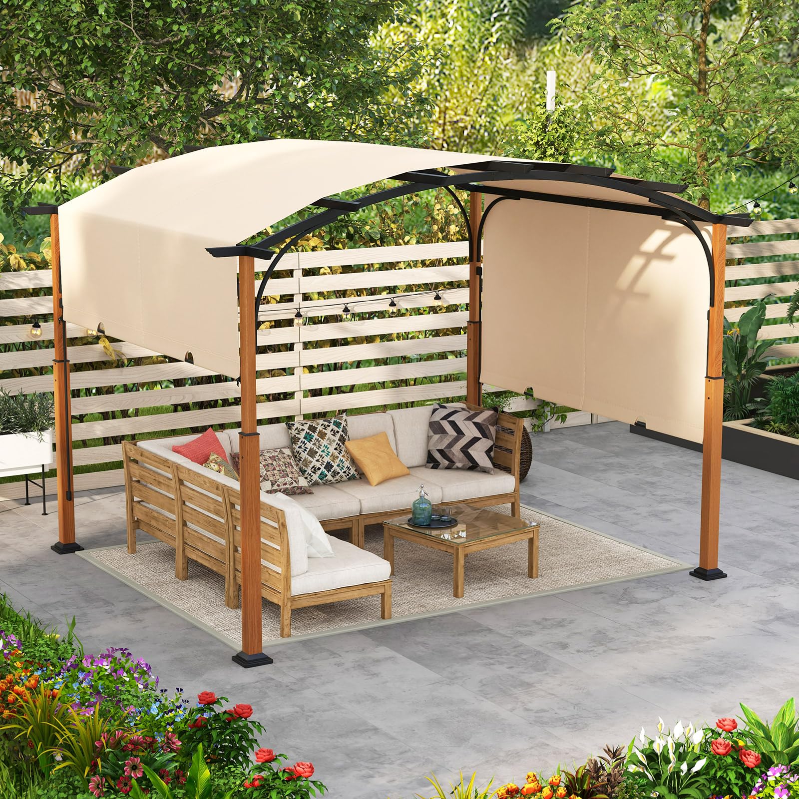 COSTWAY 3,6 x m paviljoen met dubbel dak, waterdicht, stabiel