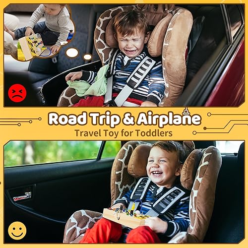 Miniatura 6 de SHARKWOODS Tablero de actividades para niños pequeños, juguetes Montessori para niños de 1, 2, 3, 4 años, juguetes sensoriales de madera con