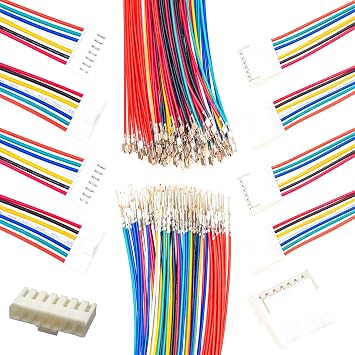 VH3.96mm Extension Wire Male & Female Connector and 18AWG Pre-Crimped Cables, 2/3/4/5/6/7/8/9/10/12 Pin JST Connector with Length of 10/20/50/80/100CM Wire 1 Set MF 7Pin-100CM