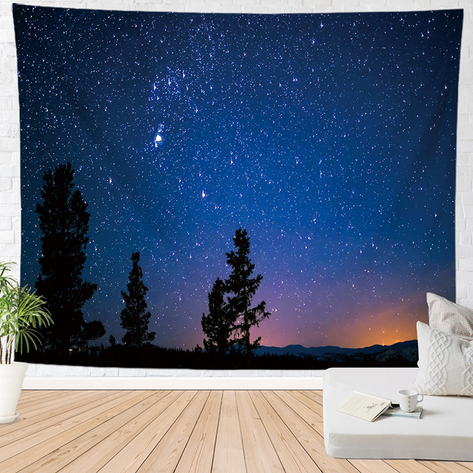 Amazon.co.jp: タペストリー 夜空 満月 星空 雲 夜 おしゃれ