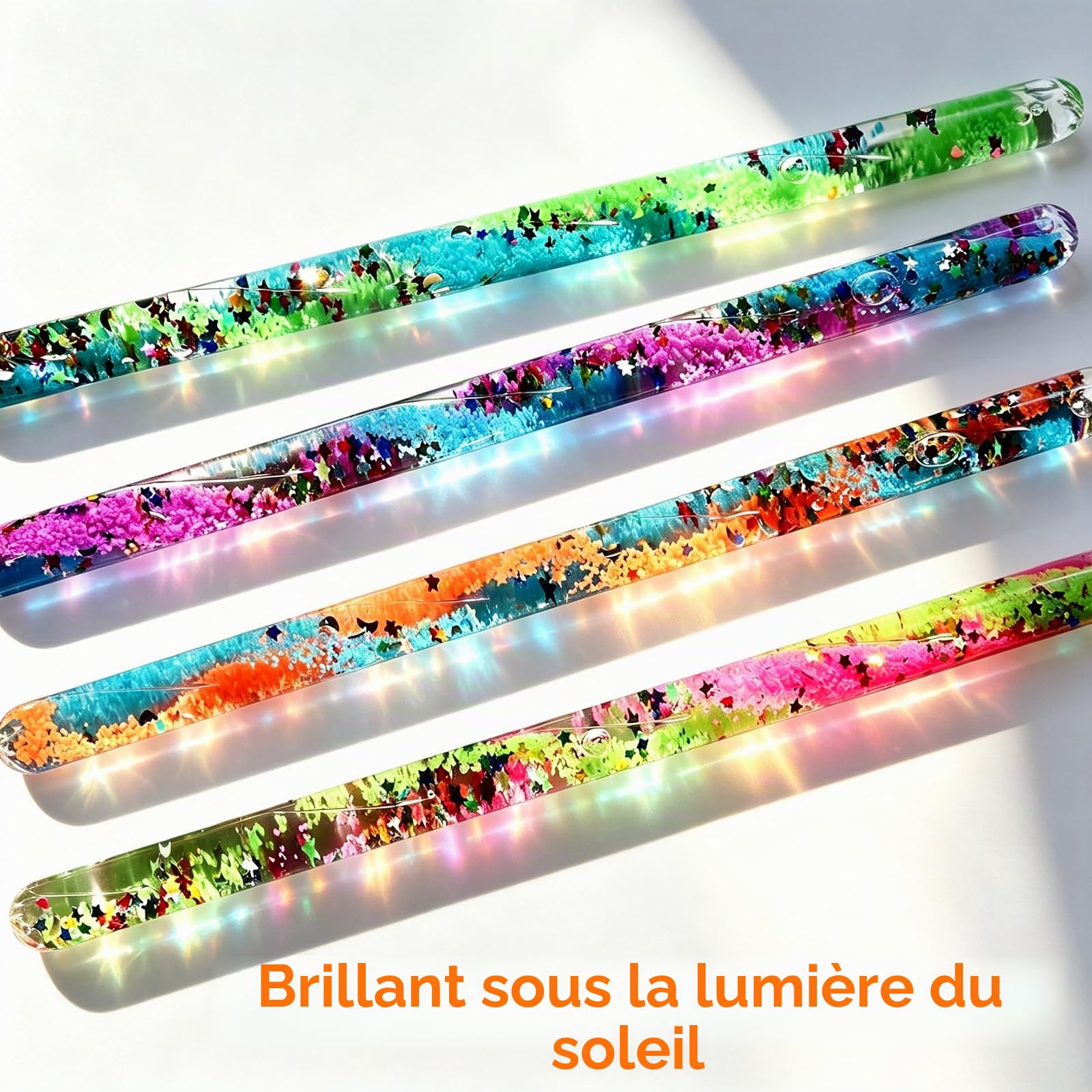 Lot de 4 Baguettes Magiques Géantes à Paillettes en Spirale de 30cm pour Enfants, Jouets Sensoriels Phosphorescents, Baguettes Magiques pour Fêtes sur le Thème des Princesses, Fées et des Sorciers