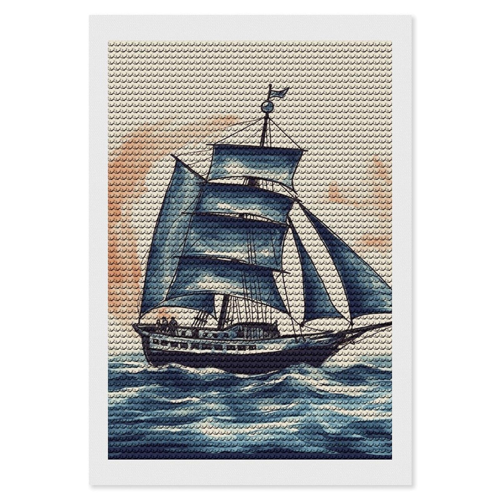 NONHAI Diamond Painting Kits for Adults - DIY Diamond Art Kits for Beginners - Full 5D Paint Drill Diamond Dots Paintings- Nautical Sailboat Diamonds Pictures Gem Art and Craft Wall Decor 8"x12"