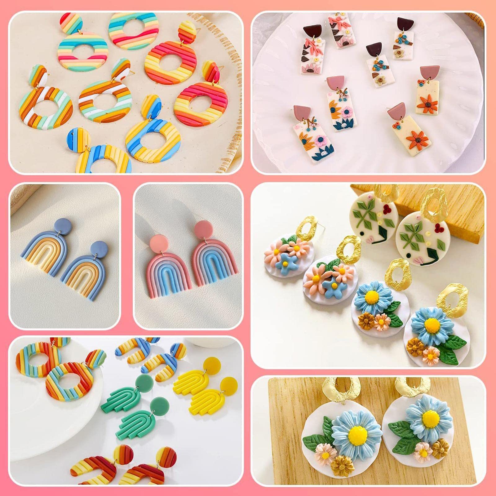 Adoorniequea Lot de 141 emporte-pièces en argile polymère pour boucles d'oreilles, pâtisserie, pâtisserie, 141 pièces