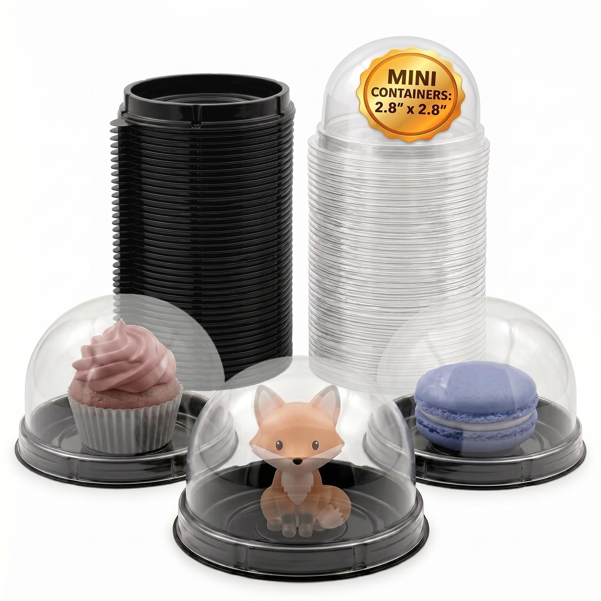 Photo 1 of VIKROM Mini Cupcake Containers 50 Pack, Desk Pet Containers with Clear Lids