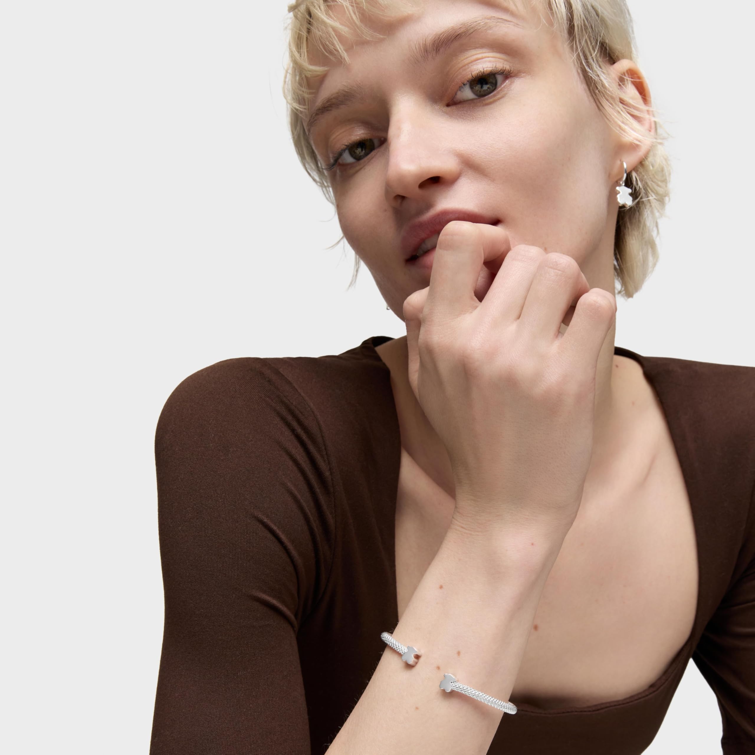 TOUS Pulsera esclava de plata motivos oso 7 mm, Para Mujer, Colección Icon Mesh