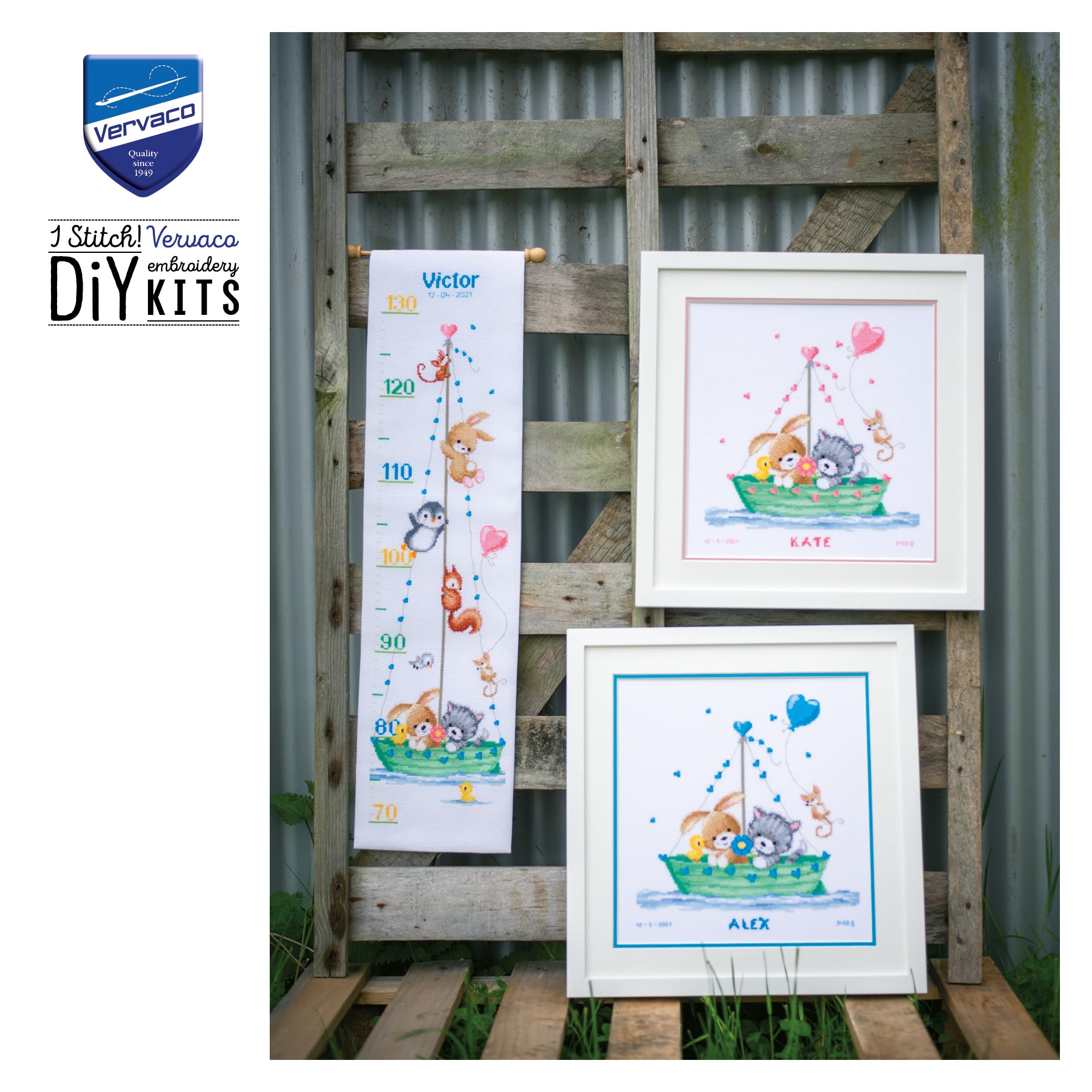 Vervaco Kit Punto De Cruz Medidor De Altura Para Niños NUESTRA MAYOR AVENTURA Regalos DIY Completo Creativo Manualidades Creatividad Adultos Decoracion Pared Bordar Kit Principiantes ca. 18 x 70 cm