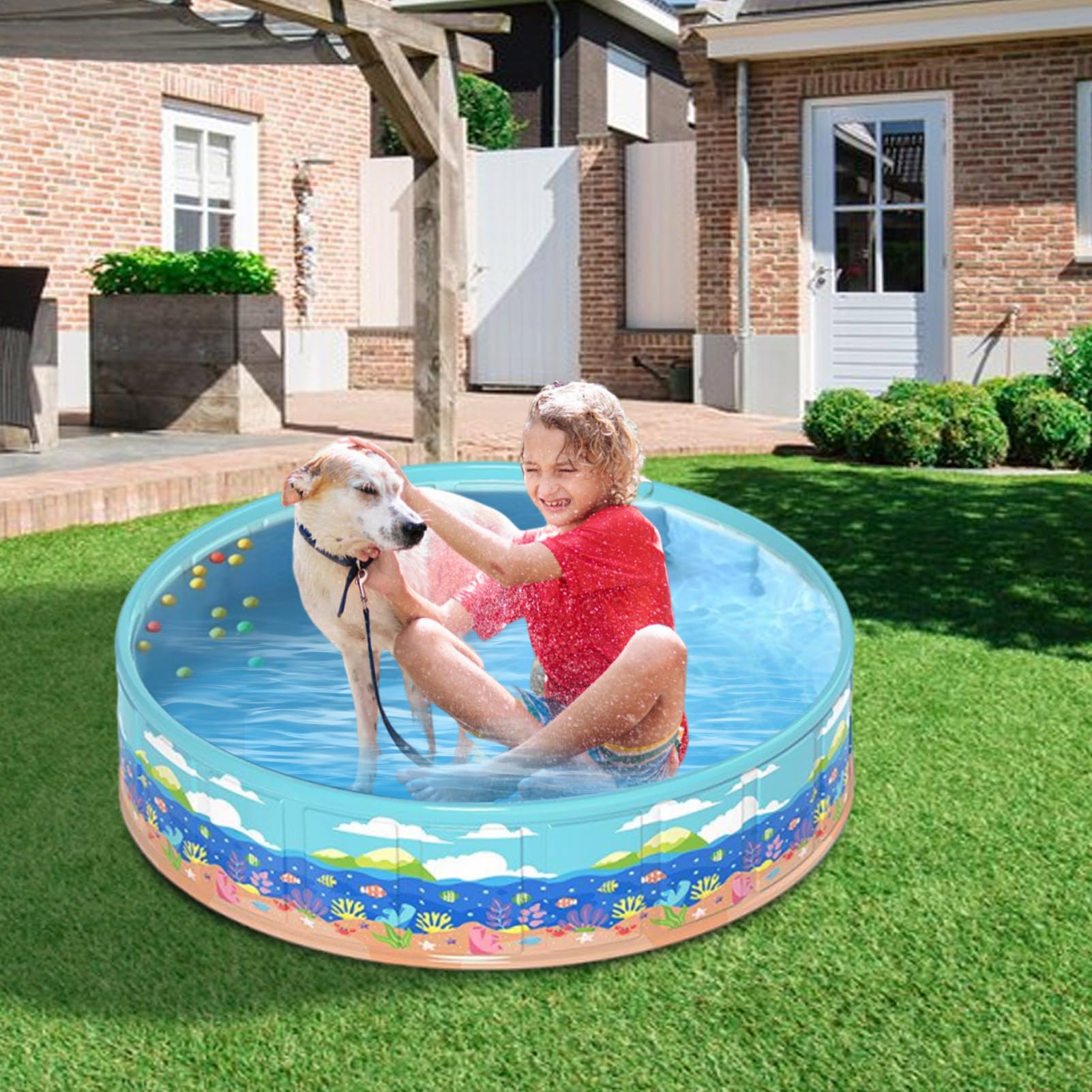 Piscina Bambini Nuoto Piscina Pieghevole Non Gonfiabile | Piscina Da Giardino Per I Piccoli Bambini Ragazzi Ragazze Giochi D'In Giardino E Cortile Con Acquatico All'Aperto
