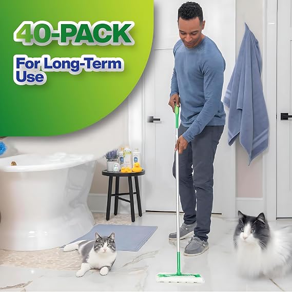 40-Count Disposable Dry Sweeping Cloths for Swiffer Sweeper Thicker & More Absorbent