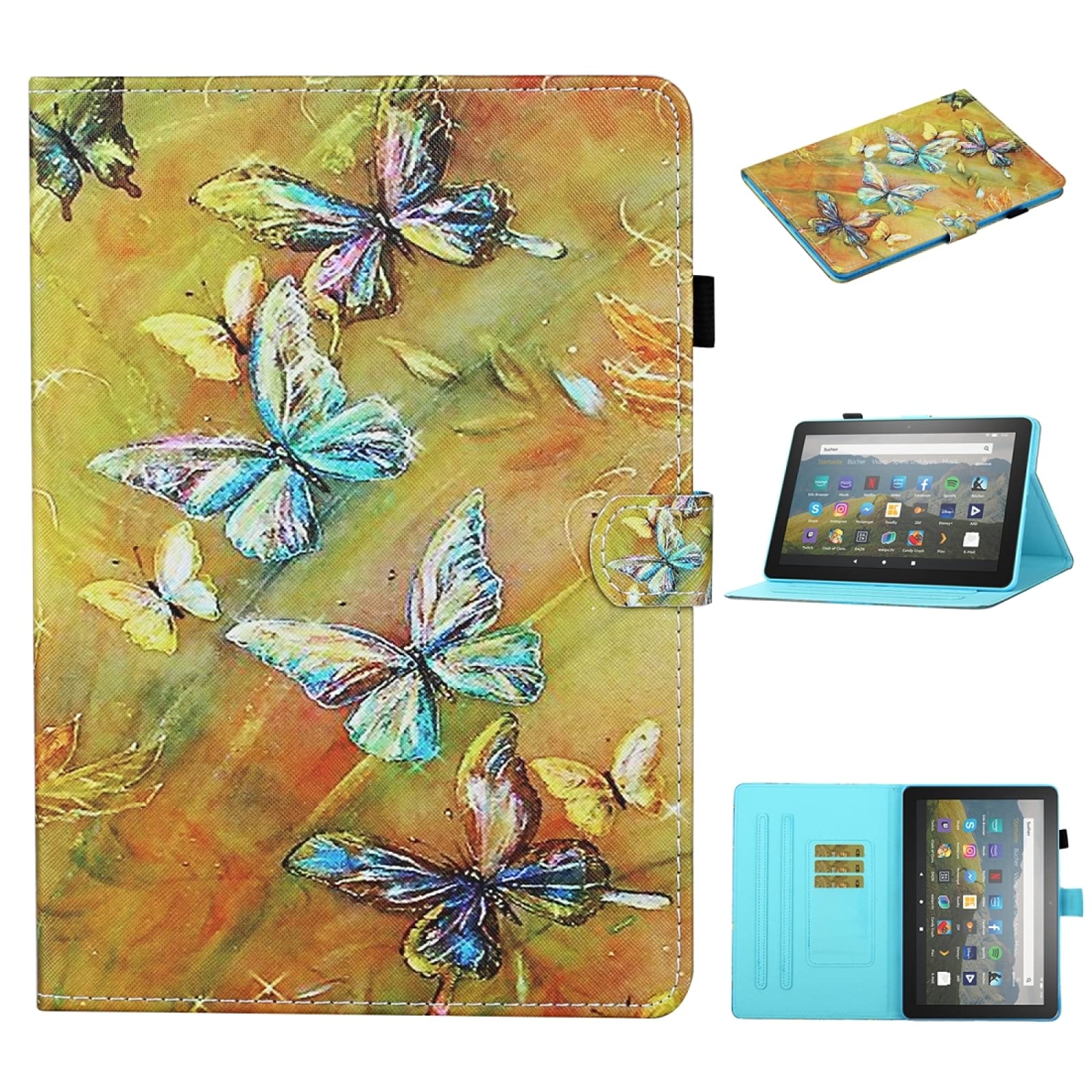 QIHANG SHIHUI Phone Cases For Kindle Fire HD8 (2020) / HD8 Plus (2020) Colored Drawing Stitching Horizontal Flip Leather Case with Holder & Card Slots & Sleep/Wake-up Function (Color : Sunflower)