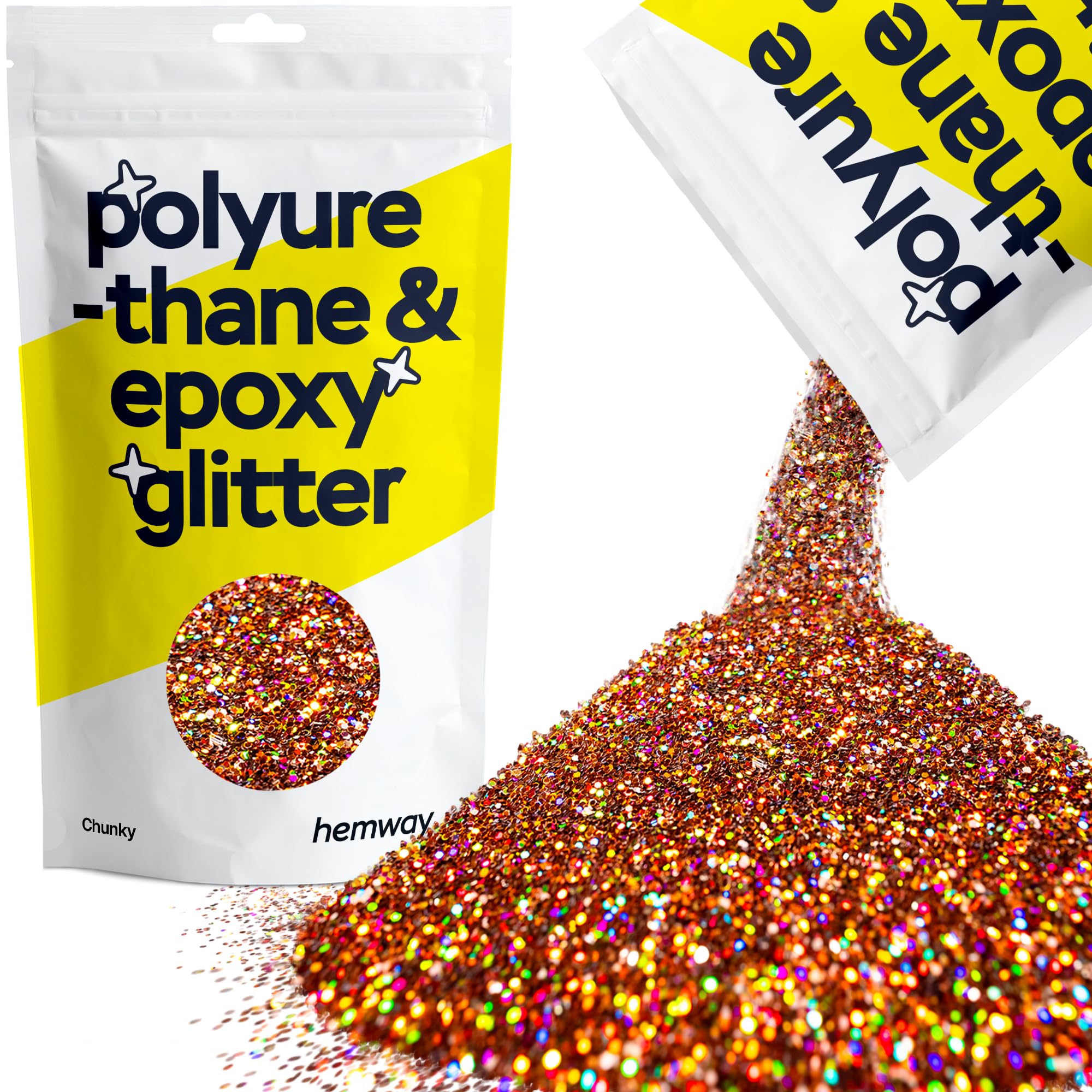 Hemway Resin Glitter Bronze Brown 100g Super Chunky | Polyurethane & Epoxy Glitter for Resin Crafts, Tumblers, Coasters, Floor & Table Art — view 109