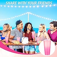 Vista 6 de Lallisa Reusable Cups with Lids and Straws 24oz Plastic Cups for Adults Plastic Drink Water Bottle Travel Mug Iced Cold Drinking Cup for Bachelor
