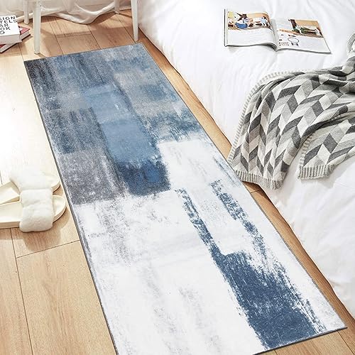 Miniatura 8 de Pauwer Alfombras abstractas modernas para pasillos, alfombra antideslizante de 2 x 6 pulgadas con respaldo de goma, alfombra vintage envejecida para