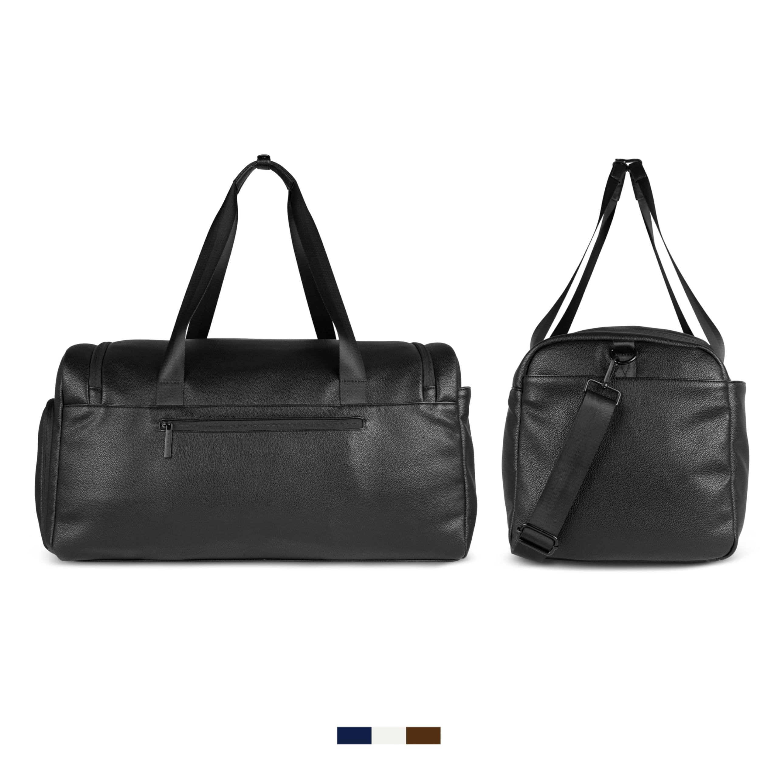 bugatti Rico Reisetasche aus Kunstleder mit extra Schuhfach, Weekender mit ca. 40L, schwarz